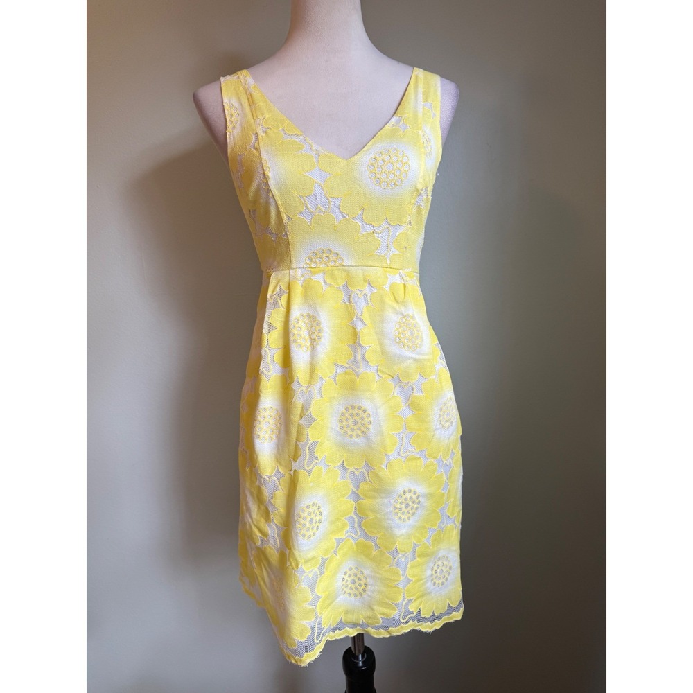 Plenty by Tracy‎ Reese Yellow Floral Lace preppy y2 Dress mini y2k fairy whimsi
